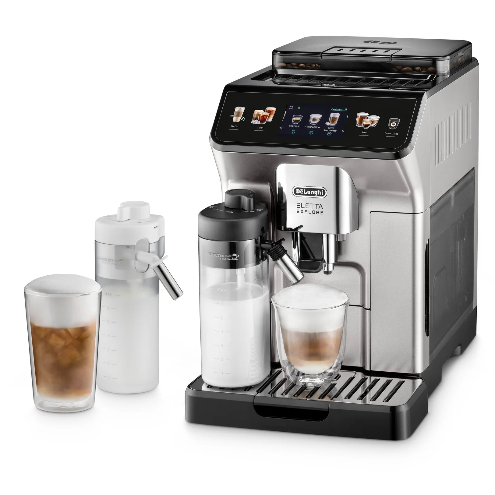 DeLonghi Eletta Explore Bean to Cup Coffee Machine Silver ECAM450.65.S-1