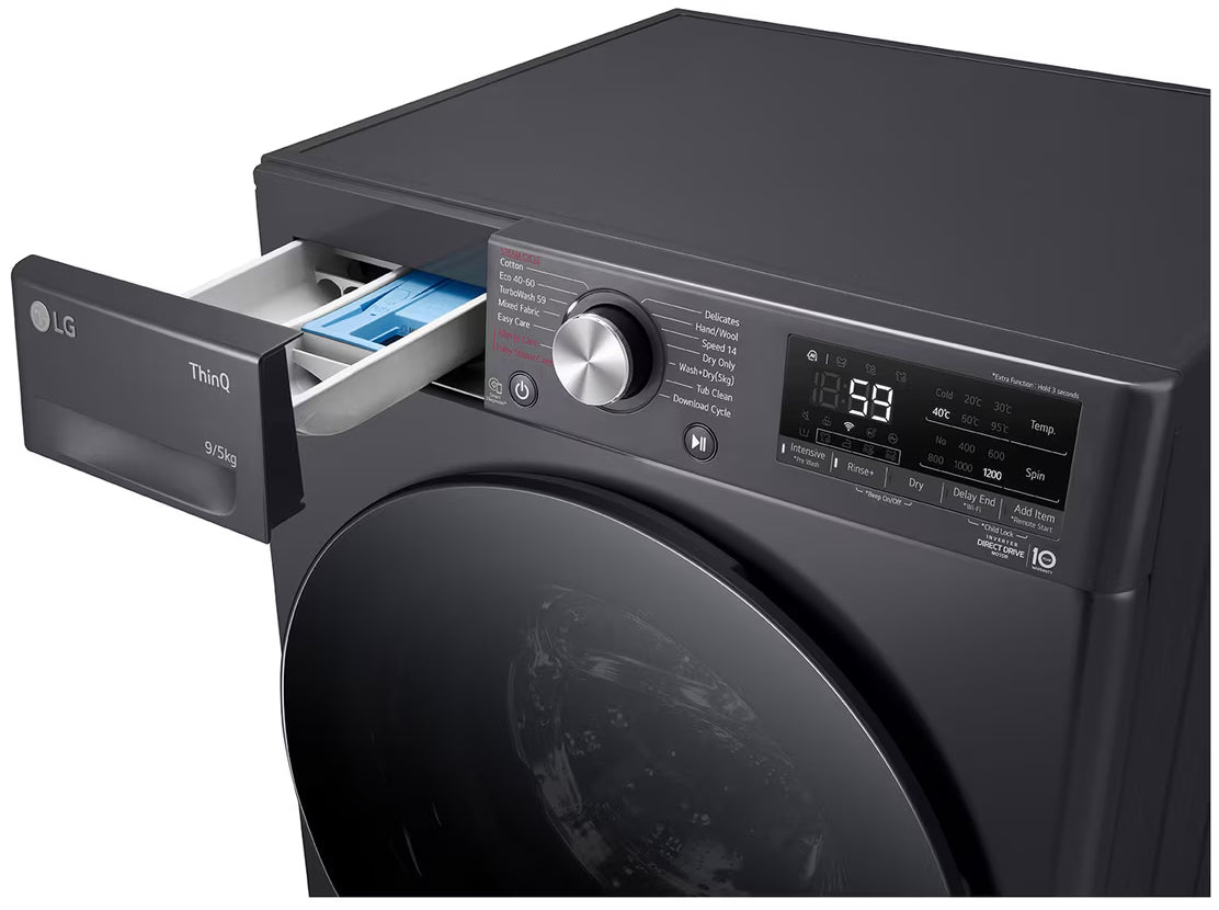 LG 9/5KG Front Loader Combo Washing Machine Black Finish F2V5FRPYJ
