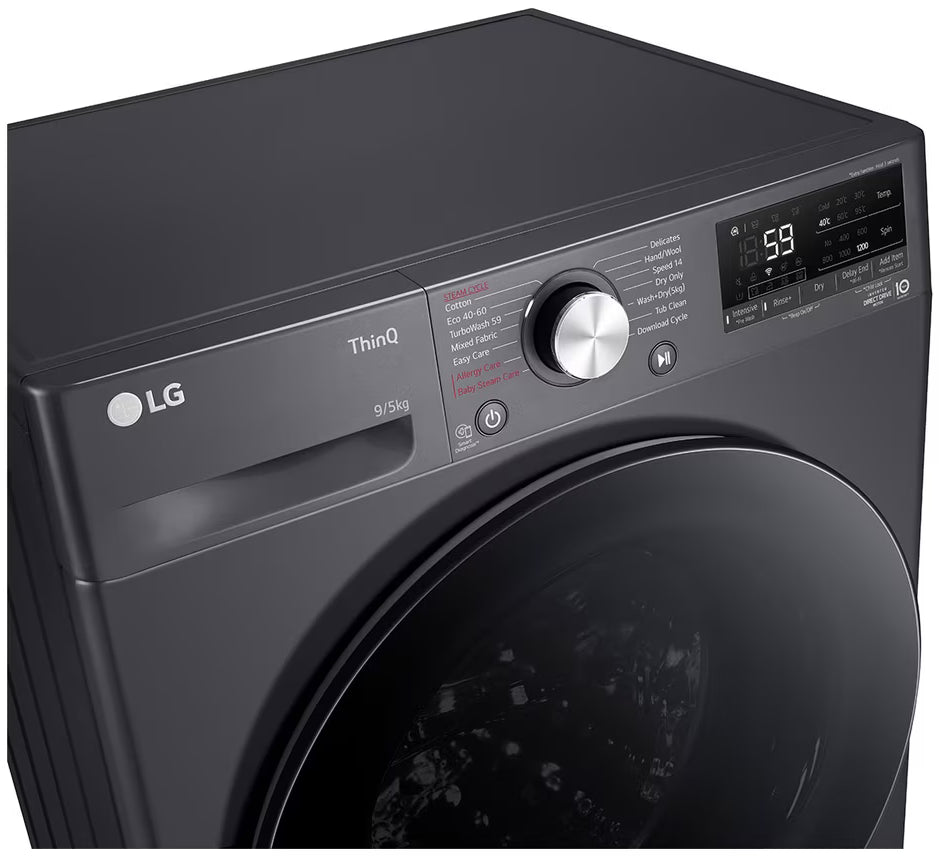 LG 9/5KG Front Loader Combo Washing Machine Black Finish F2V5FRPYJ