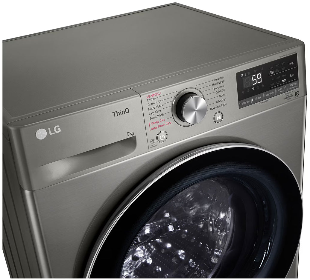 LG 9kg Front Loader Washer With AI DD +Steam in Stainless Finish F2V5FYPYP-3