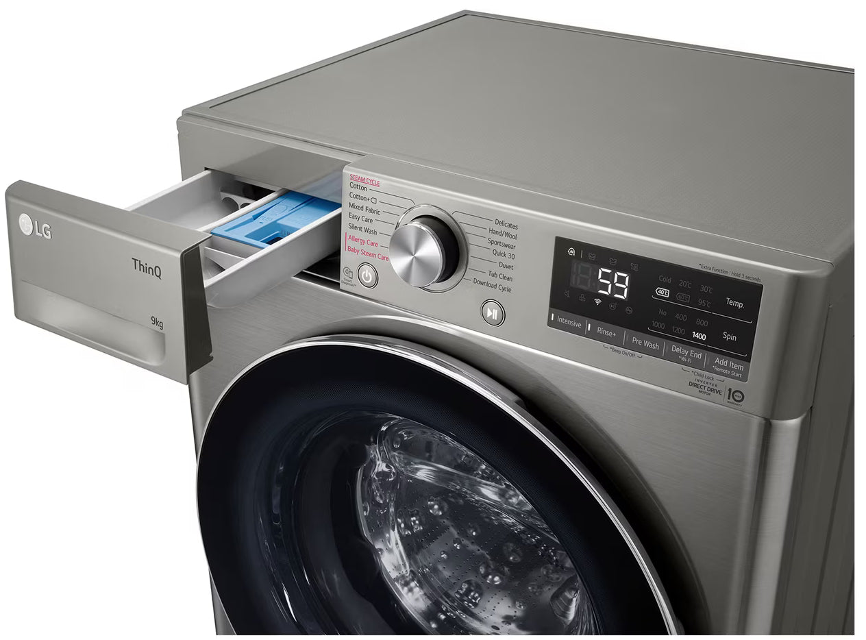 LG 9kg Front Loader Washer With AI DD +Steam in Stainless Finish F2V5FYPYP-6