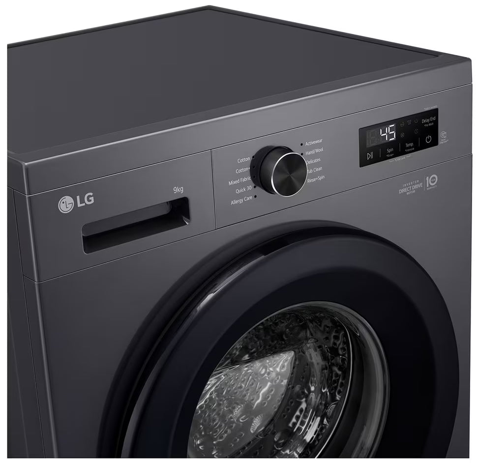 LG 9kg Front Loader Washing Machine Middle Black F2Y1VYP6J