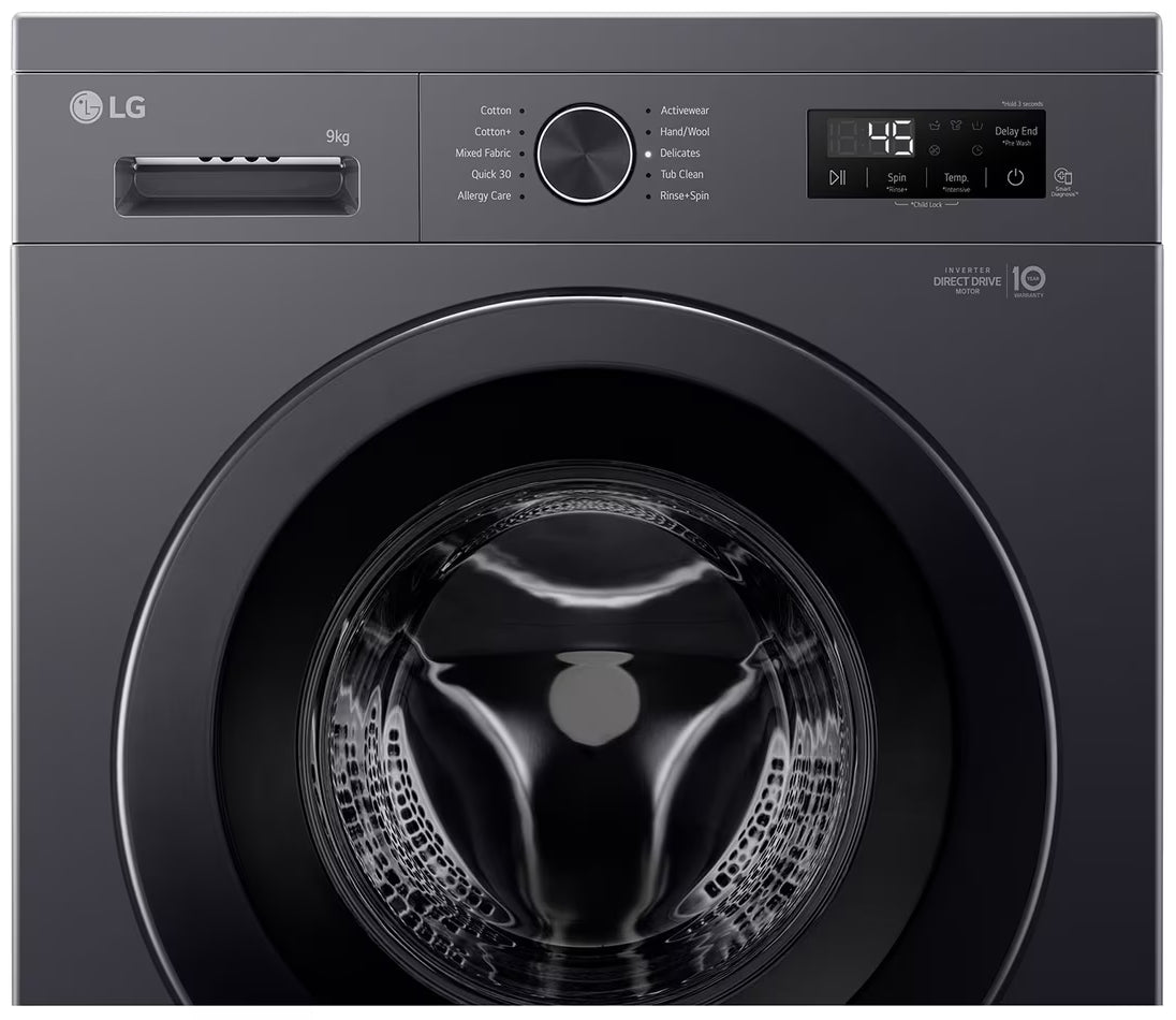 LG 9kg Front Loader Washing Machine Middle Black F2Y1VYP6J