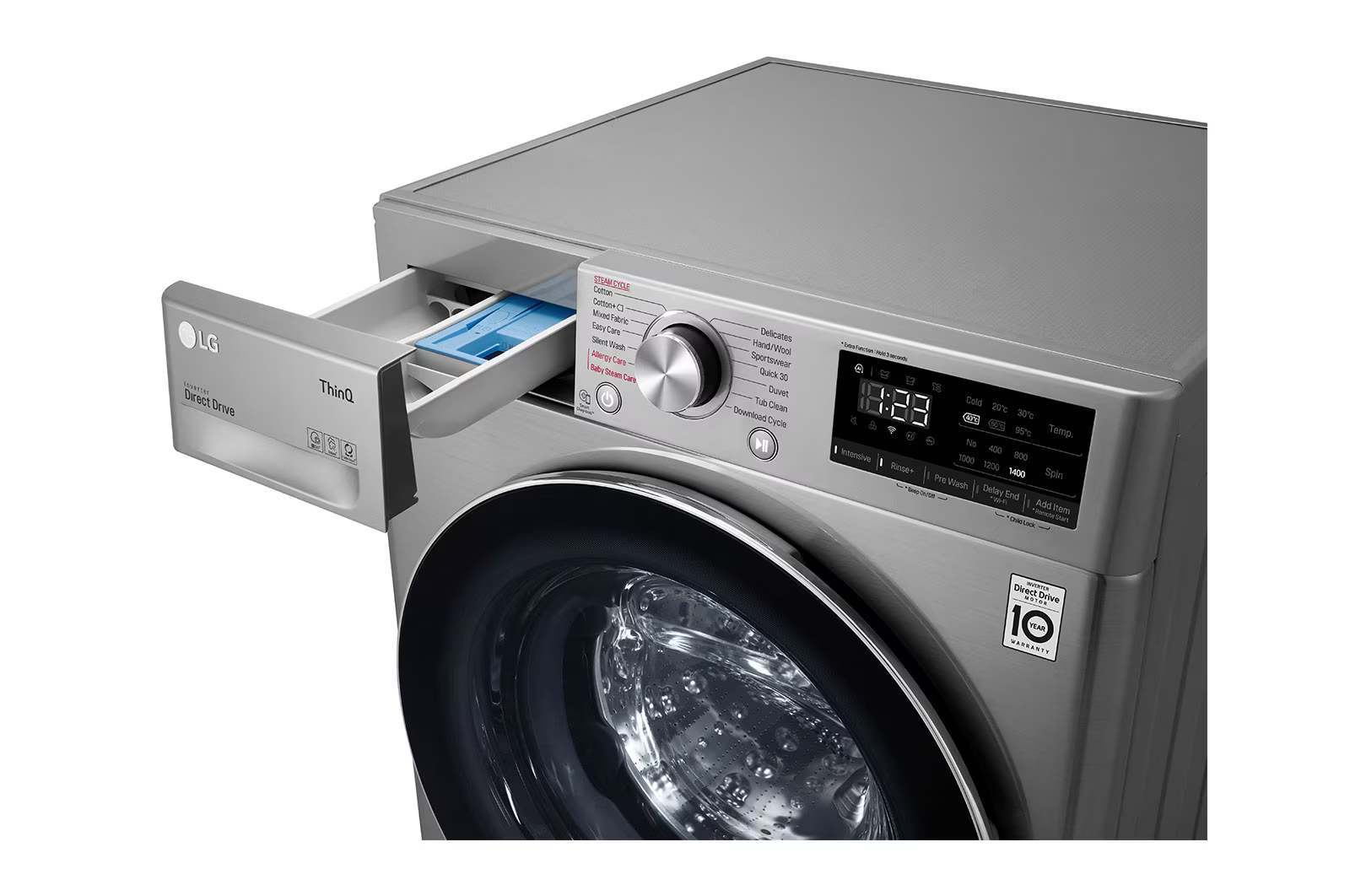 LG 10.5/7KG Front Loader Combo Washing Machine Silver F4V5RGP2T