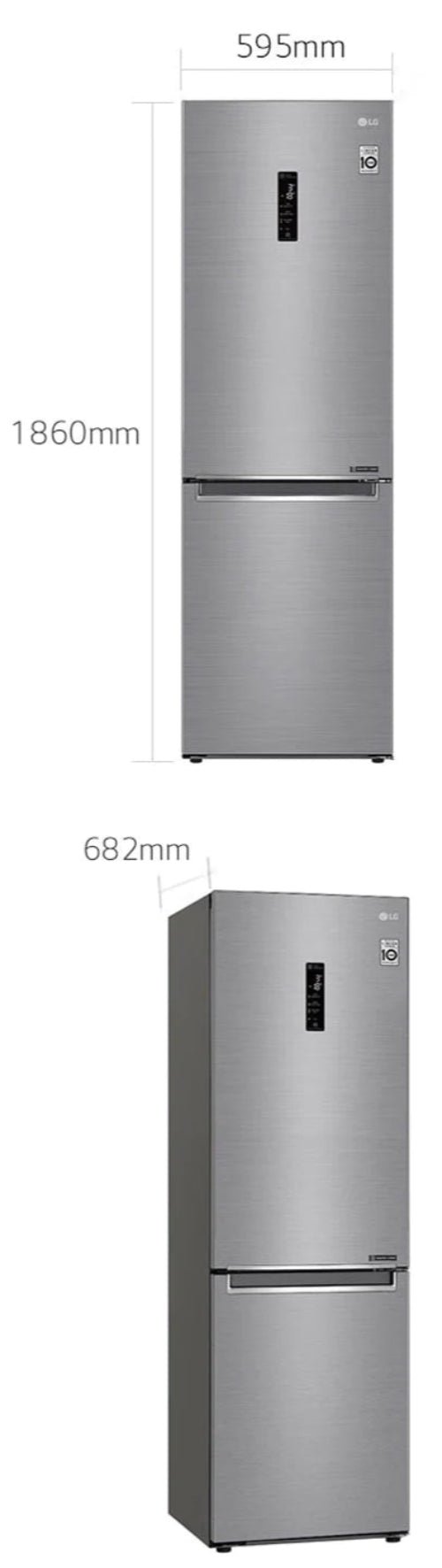 LG 374L Fridge Freezer Platinum Silver GC-B459NLXM
