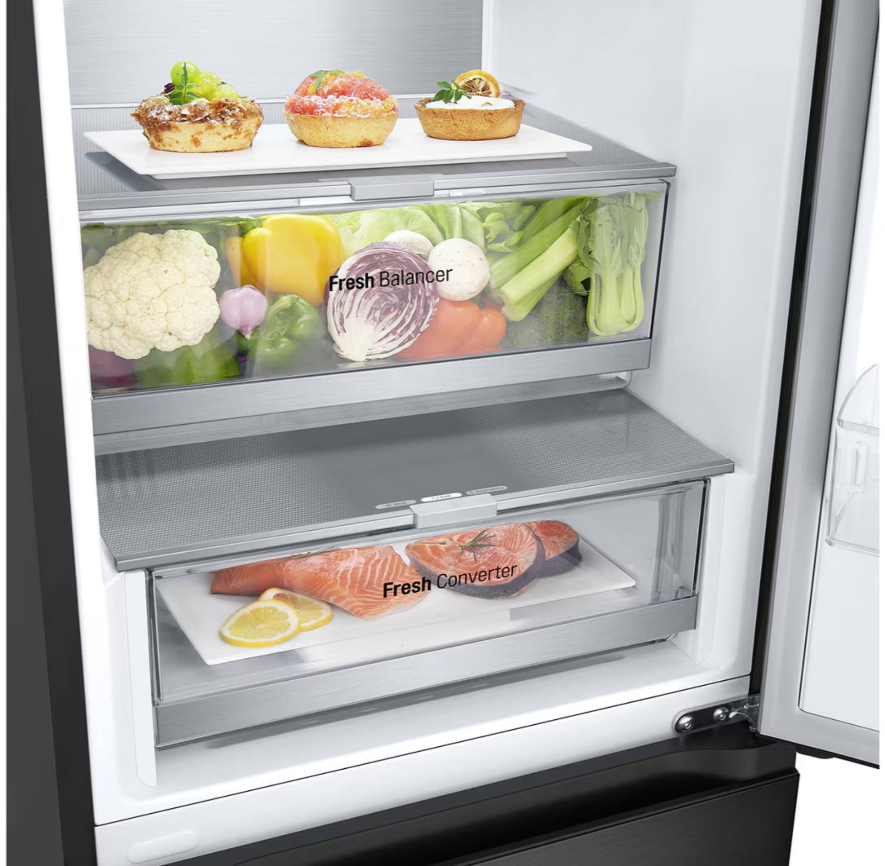 LG 343L Fridge Freezer Black With Door Cooling+ GC-F459FSUW-7