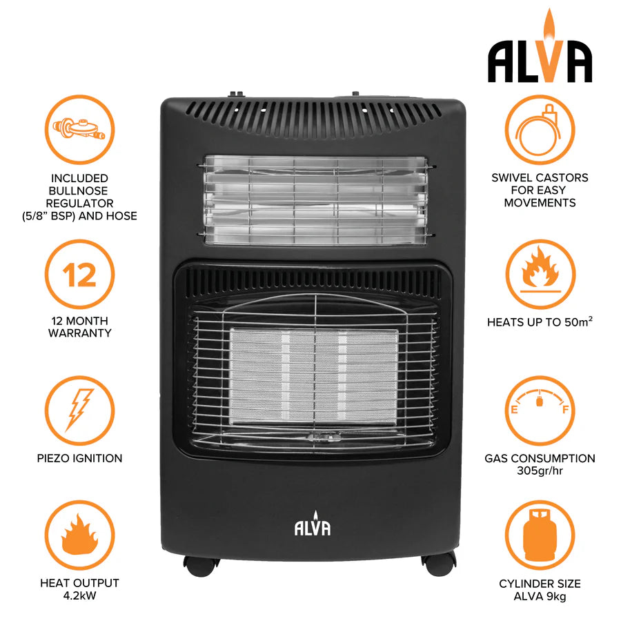Alva Gas-Electric Heater Black GH309