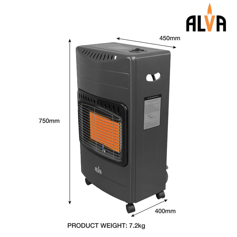 Alva 3 Panel Gas Heater Black GH312-5
