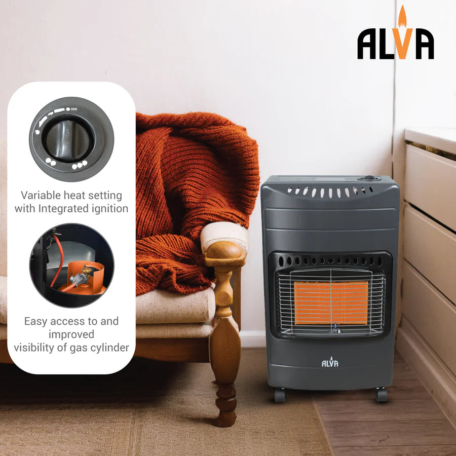 Alva 3 Panel Gas Heater Black GH312-6