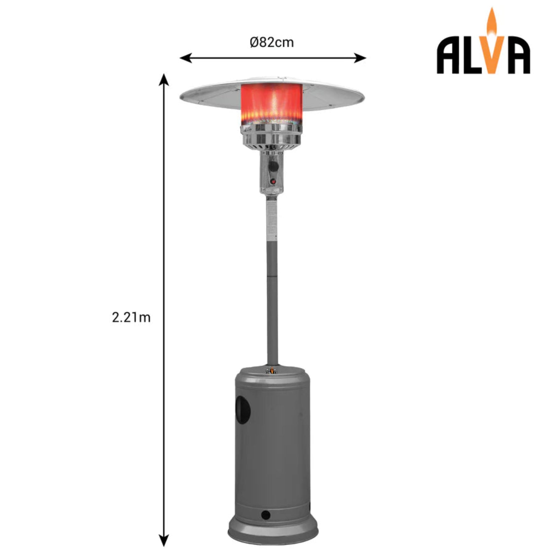 Alva Patio Heater Powder Coated Grey GHP17