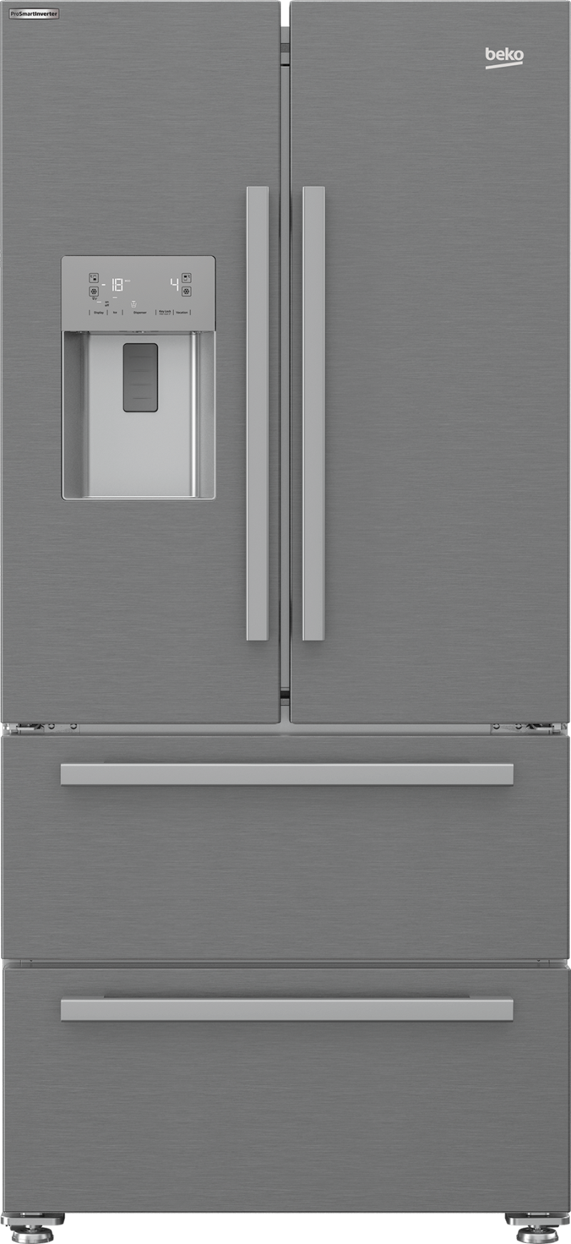 Beko 530L French Door Fridge Pearl Steel GNE60532DX-2