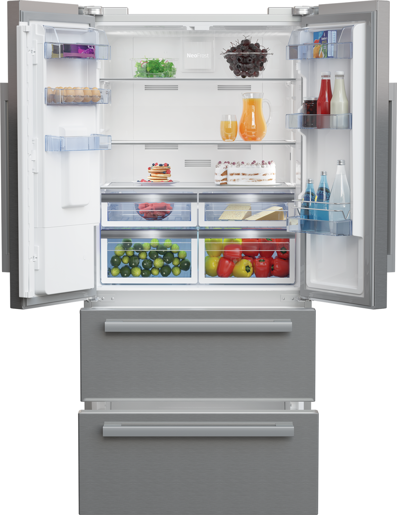 Beko 530L French Door Fridge Pearl Steel GNE60532DX-3