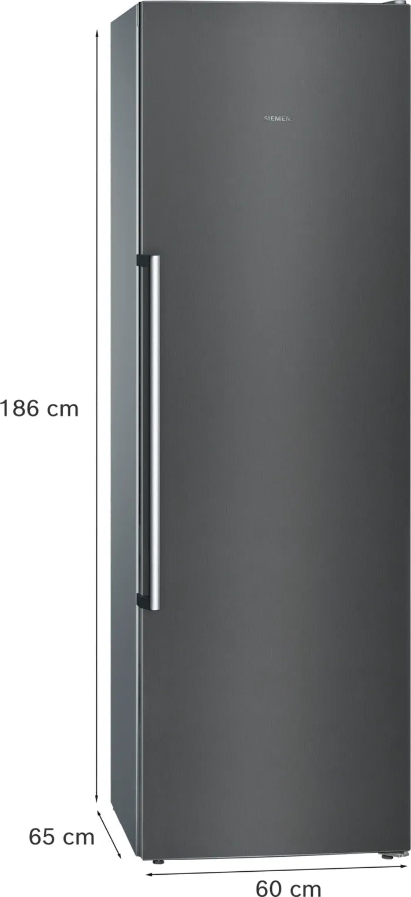 Siemens 242L Upright Freezer Black Steel GS36NAXEP