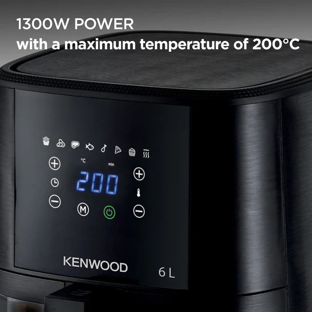 Kenwood 6L Air Fryer with Grill function and window Black HFG60.000BK