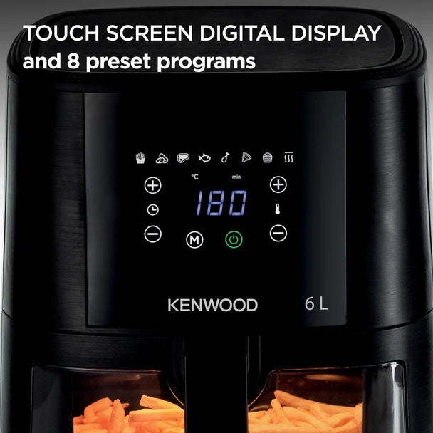 Kenwood 6L Air Fryer with Grill function and window Black HFG60.000BK