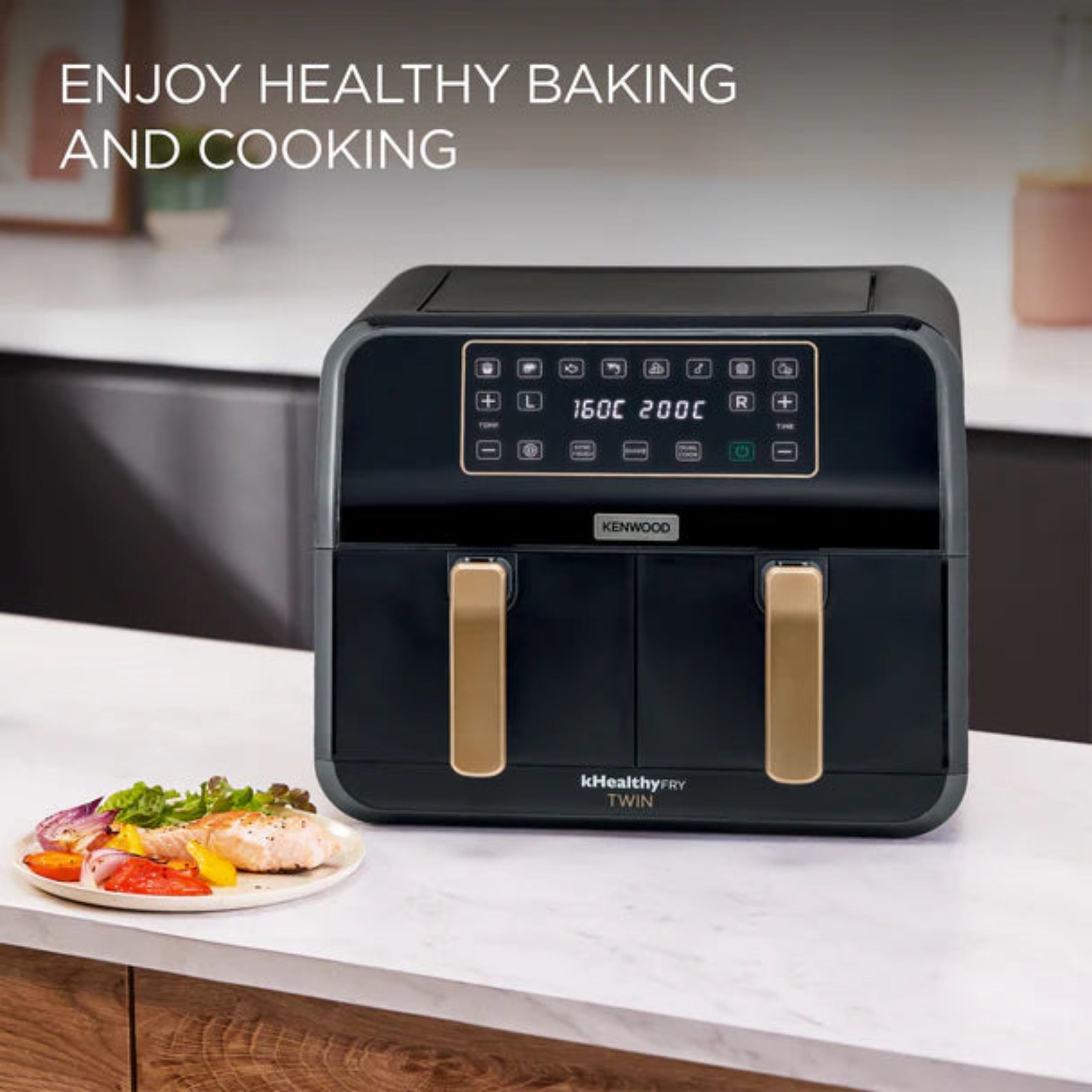 Kenwood Dual Air Fryer Rose Gold HFP70