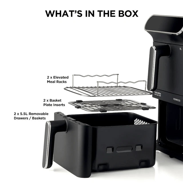 Kenwood Vertical Duo Digital Air Fryer 11L Black HFV11.000BK-18