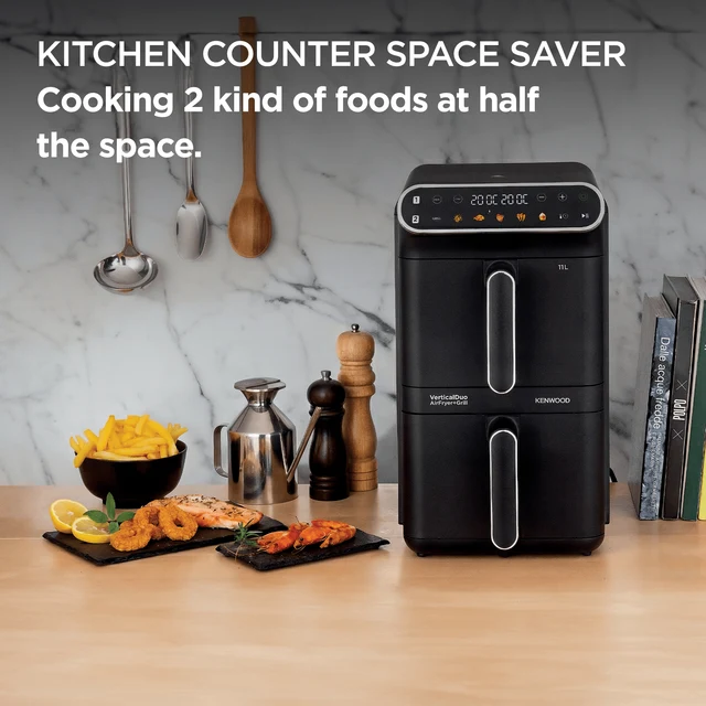 Kenwood Vertical Duo Digital Air Fryer 11L Black HFV11.000BK-13