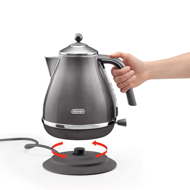 DeLonghi 1.7L Icona Metallics Kettle Grey KBOT3001.GY-3