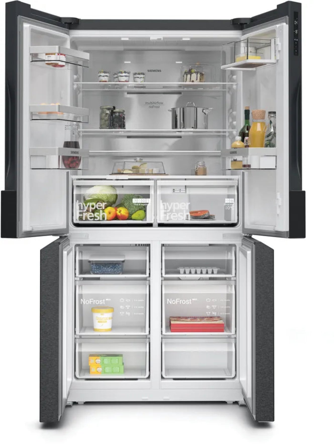 Siemens 605L IQ300 French Door Fridge Brushed Black Steel KF96NAXEA-2