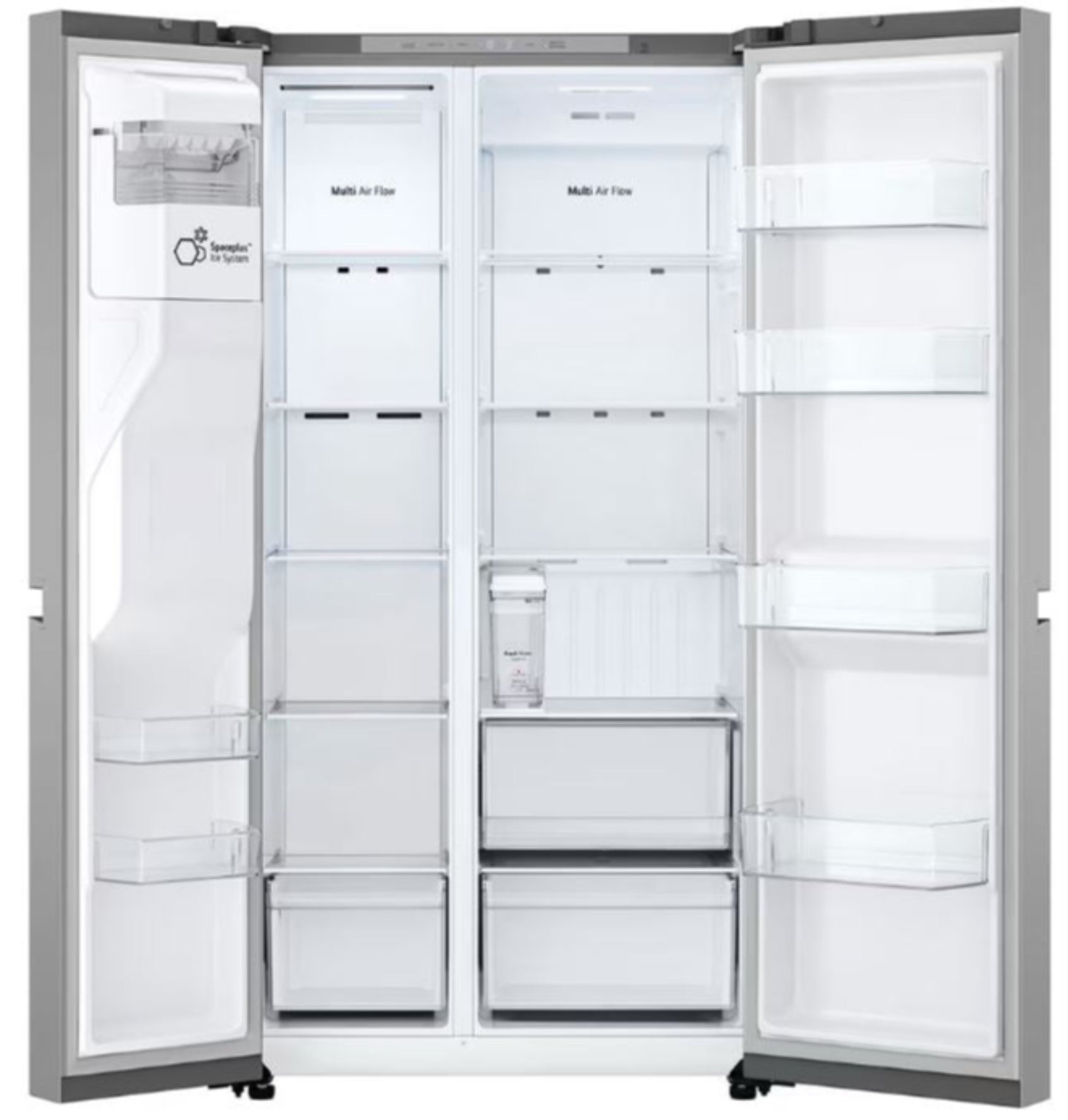 LG 617L Side By Side Fridge Non Plumbed With Water and Ice Dispenser Silver GC-L257KLKW-3