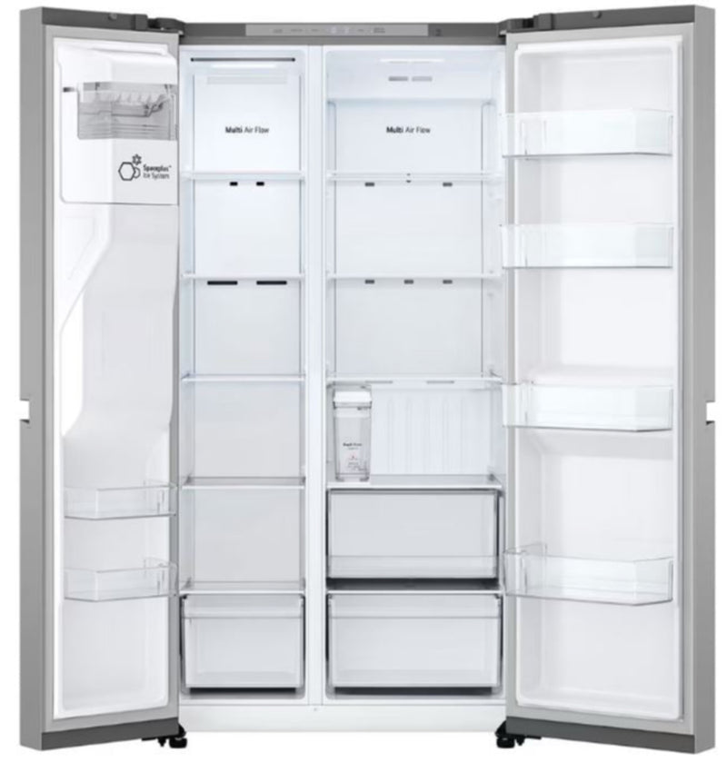 LG 617L Side By Side Fridge Non Plumbed With Water and Ice Dispenser Silver GC-L257KLKW-3