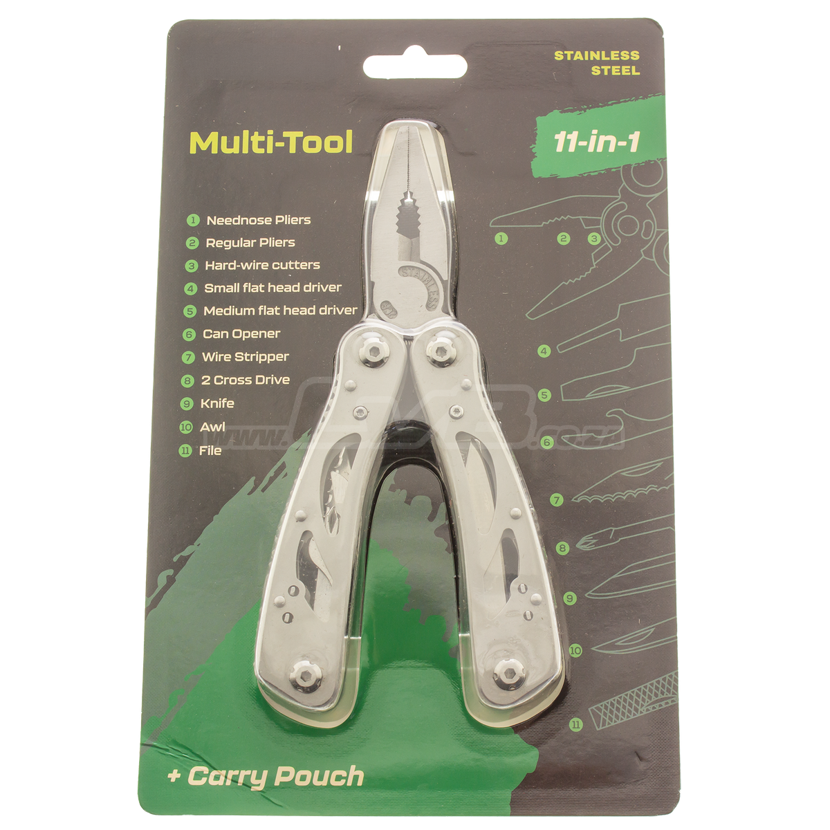 11-in-1 Stainless Steel Multi-Tool With Carry Pouch