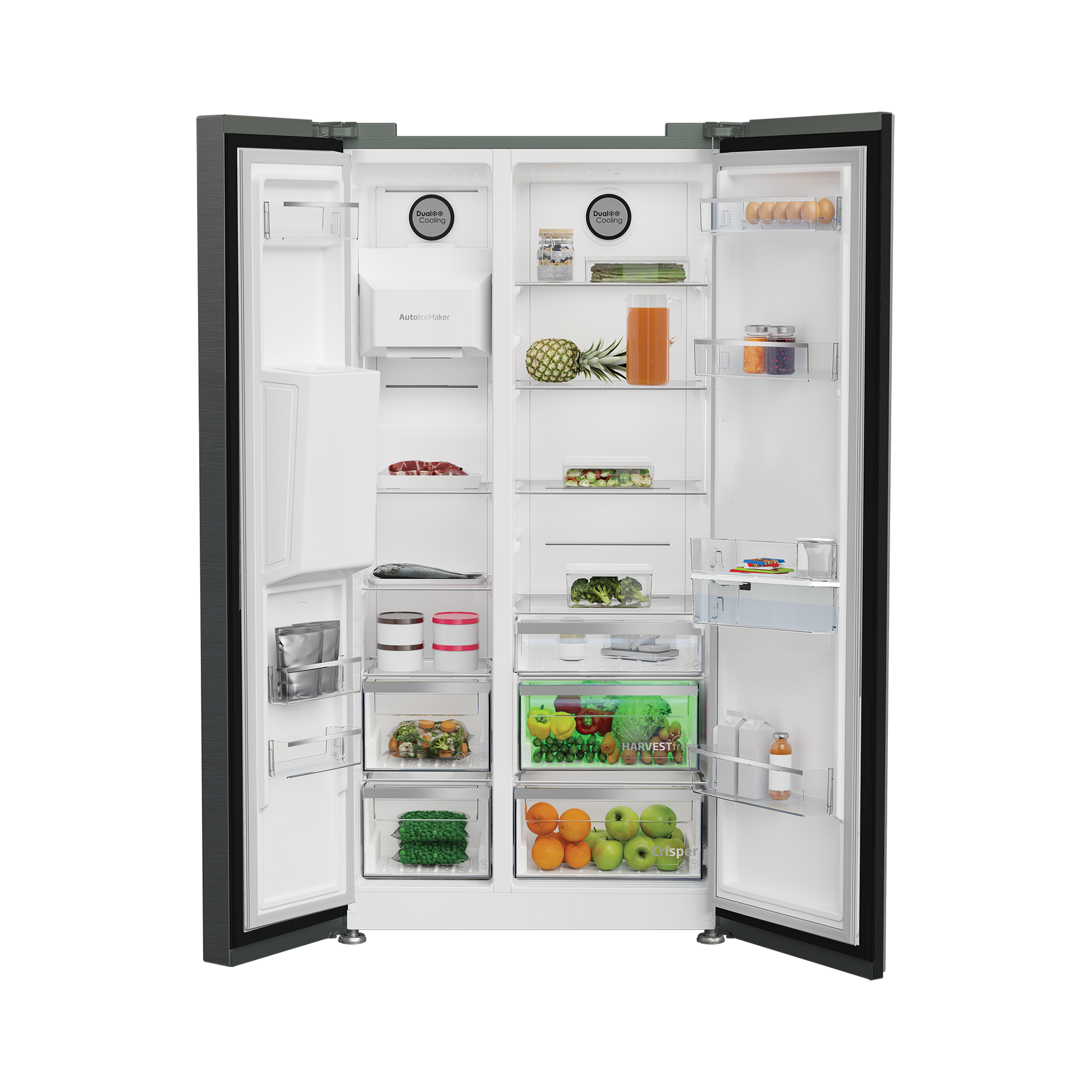 Defy 525L Side-By-Side Door Fridge Black DFF567