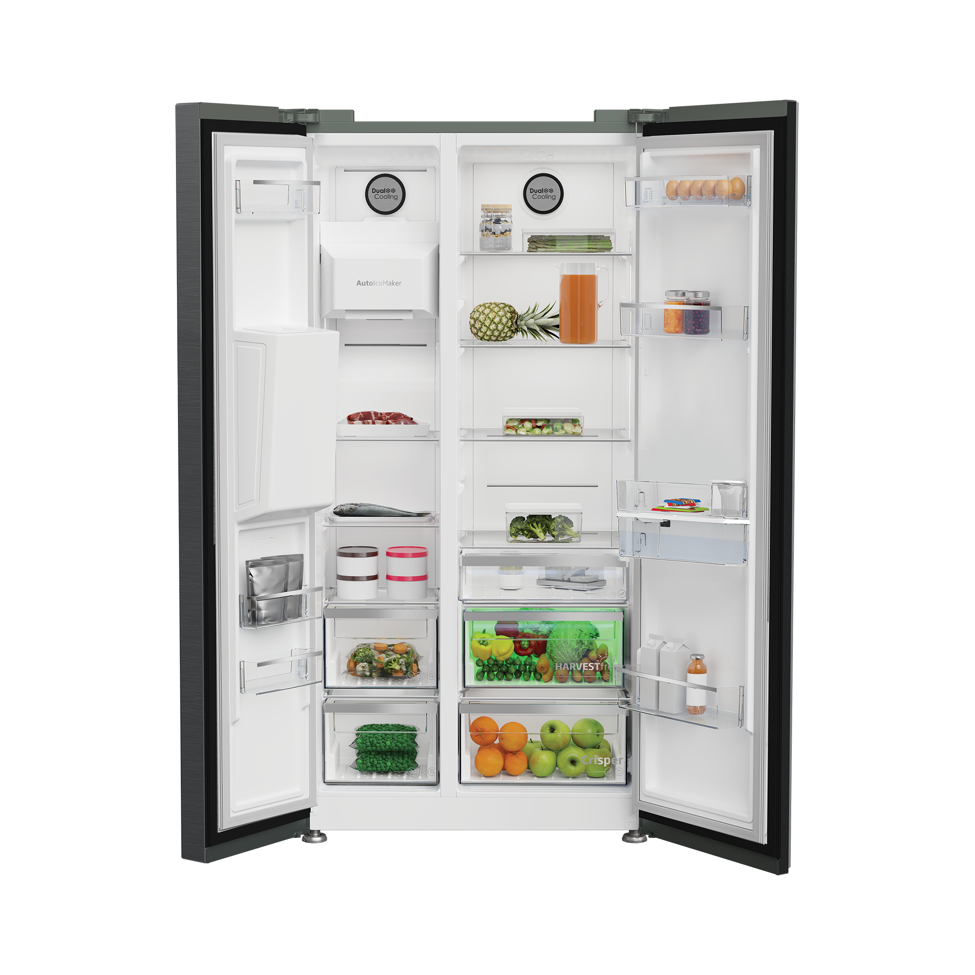 Defy 525L Side-By-Side Door Fridge Black DFF567