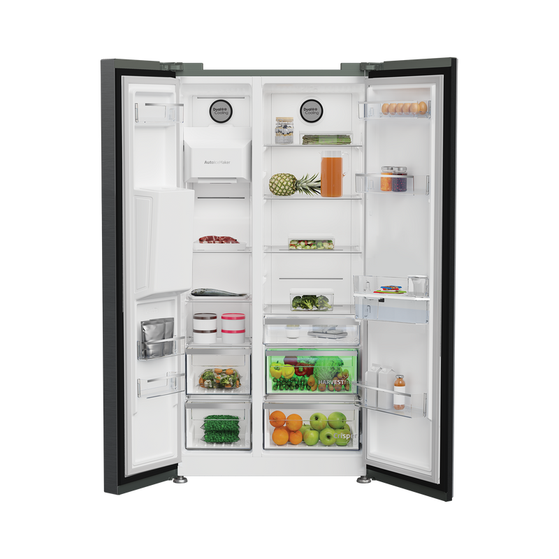 Defy 525L Side-By-Side Door Fridge Black DFF567-2