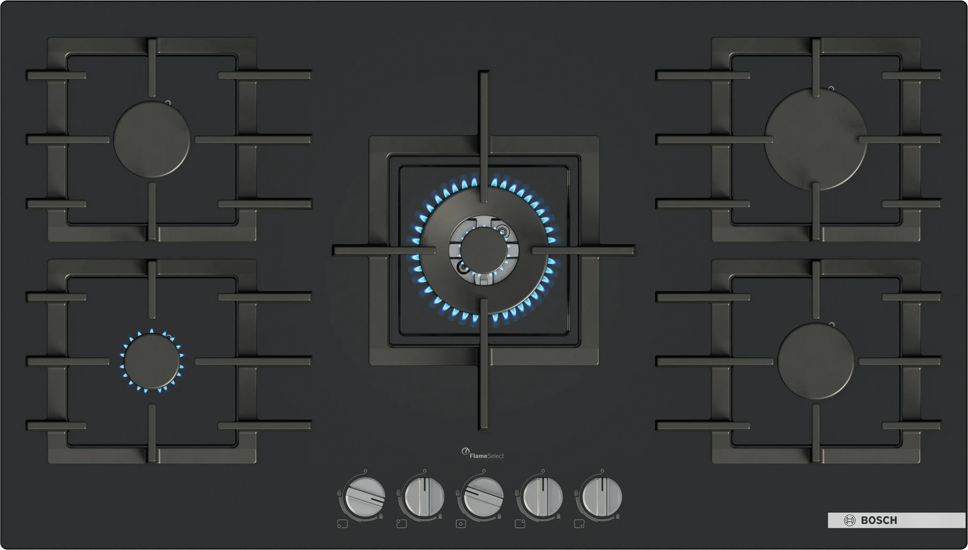 Bosch Series 6 Gas Hob 90 cm Tempered Glass Black PPQ9B6I40M-1