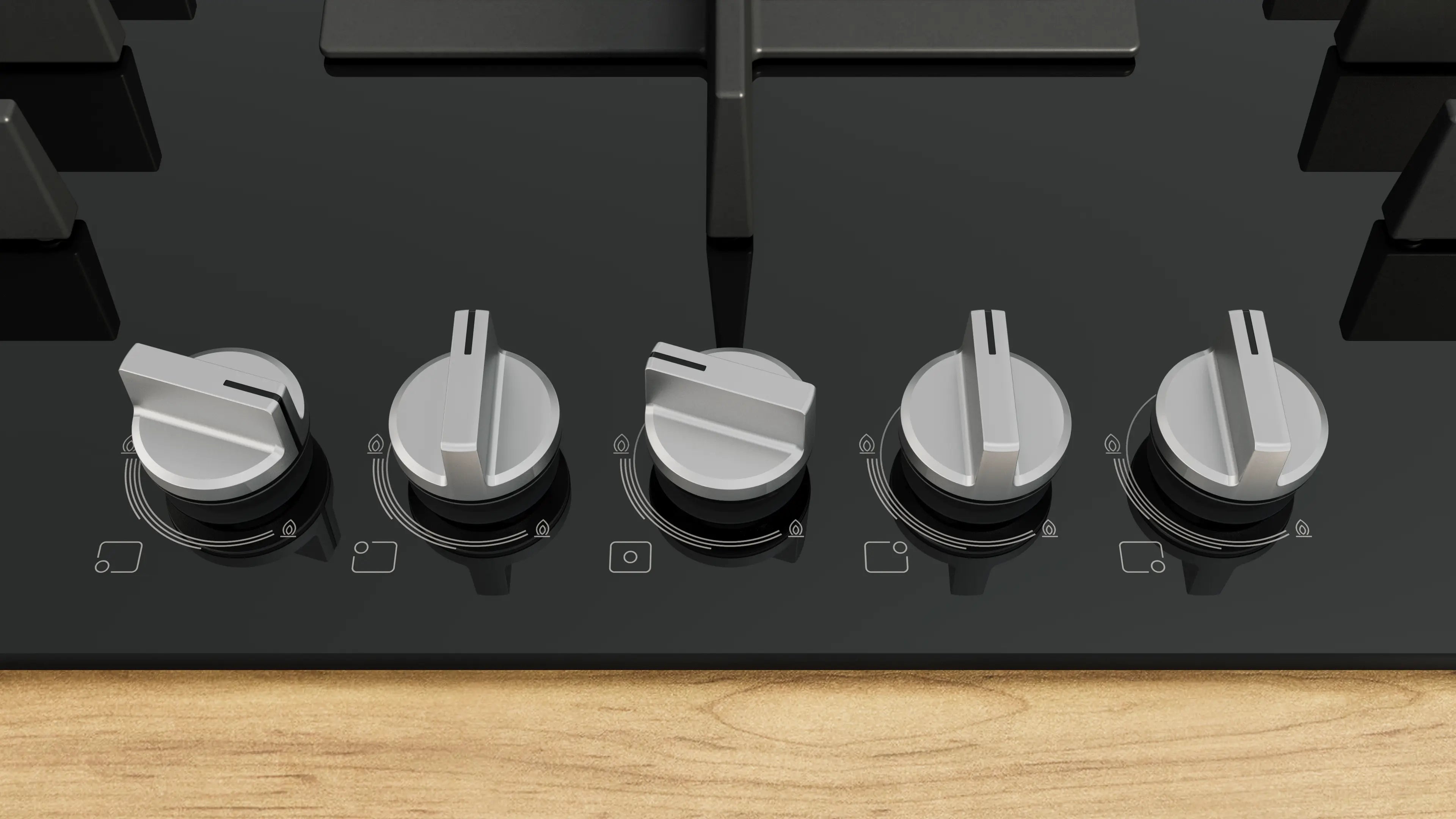 Bosch Series 6 Gas Hob 90 cm Tempered Glass Black PPQ9B6I40M