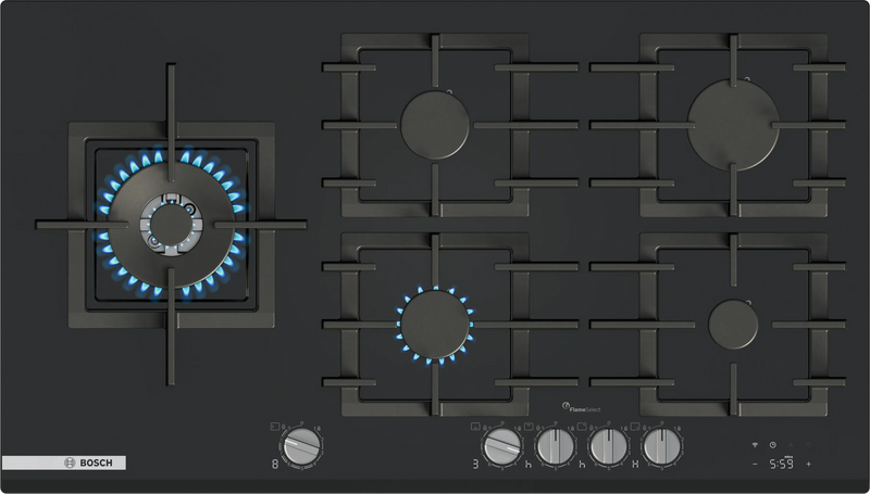 Bosch Series 8 Gas Hob 90 cm Tempered Glass Black PRS9A6H40Z-1