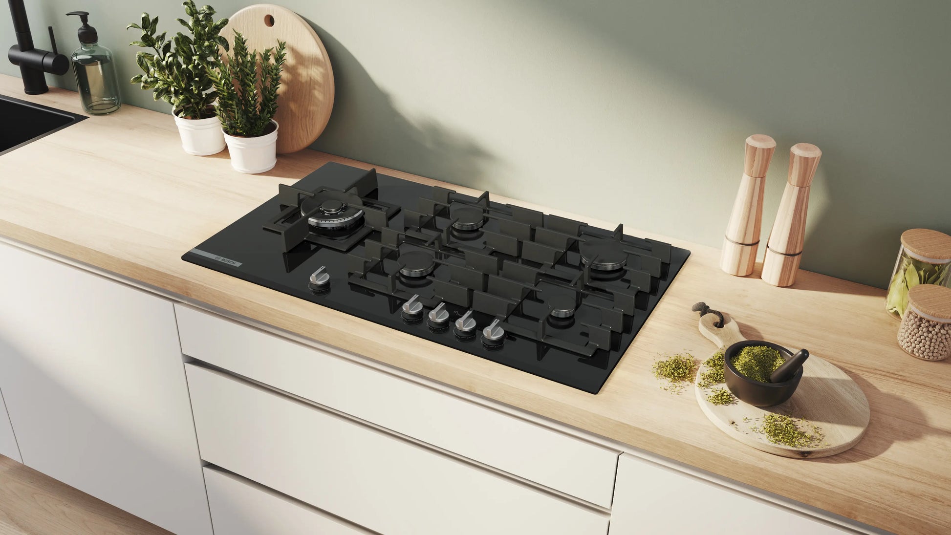Bosch Series 8 Gas Hob 90 cm Tempered Glass Black PRS9A6H40Z-2