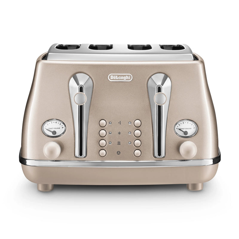 DeLonghi 4 Slice Icona Metallics Toaster Beige CTOT4003.BG-2