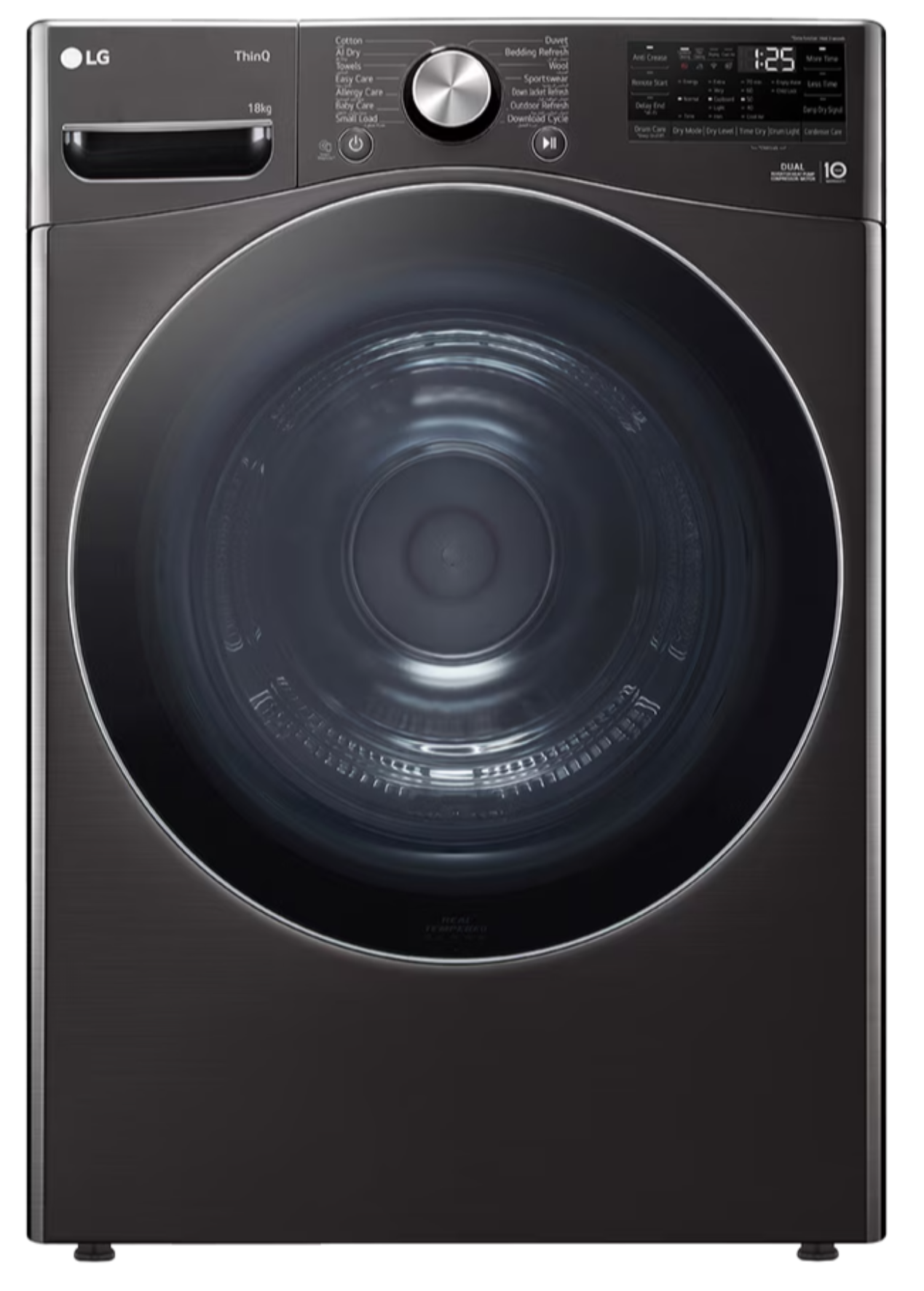 LG 18KG Dual Inverter Heat Pump Dryer Platinum Black RH18U8JVCW