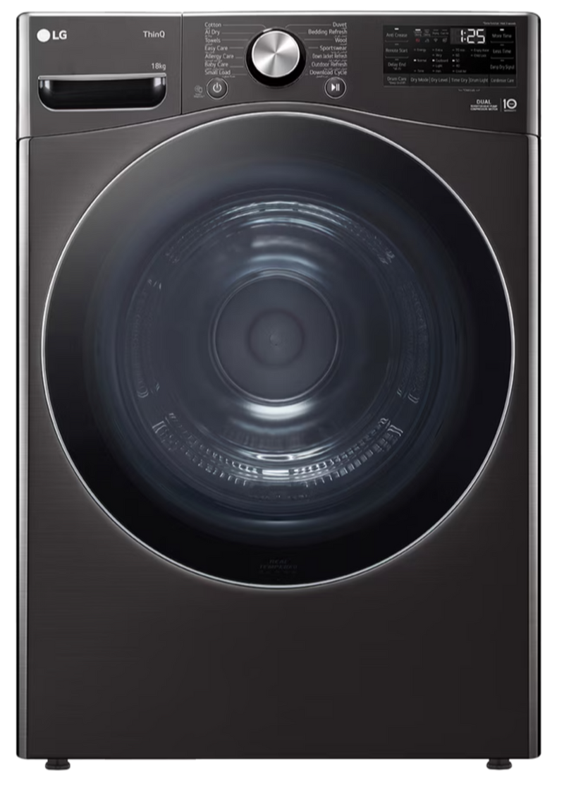 LG 18KG Dual Inverter Heat Pump Tumble Dryer Platinum Black RH18U8JVCW-1