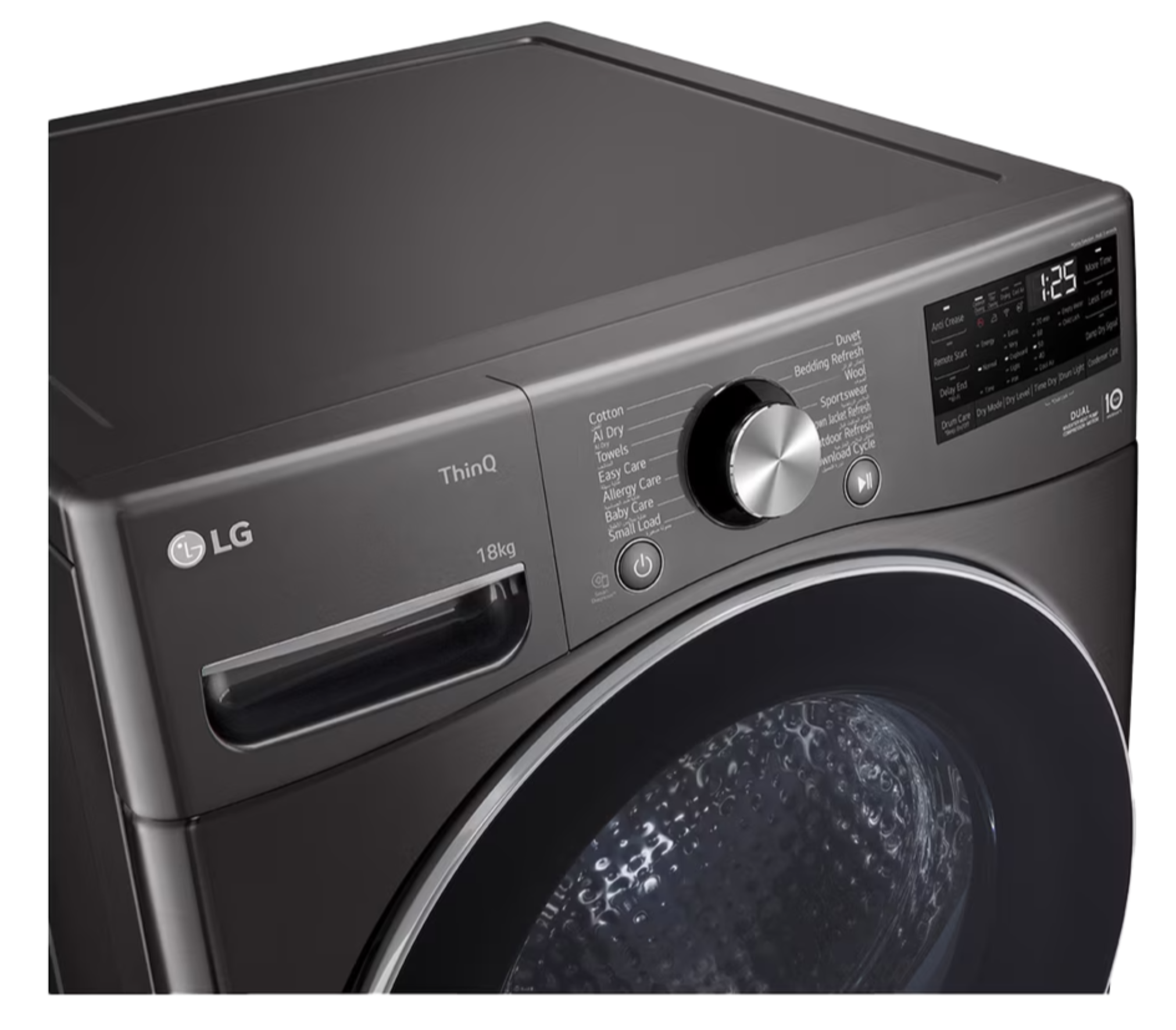 LG 18KG Dual Inverter Heat Pump Dryer Platinum Black RH18U8JVCW