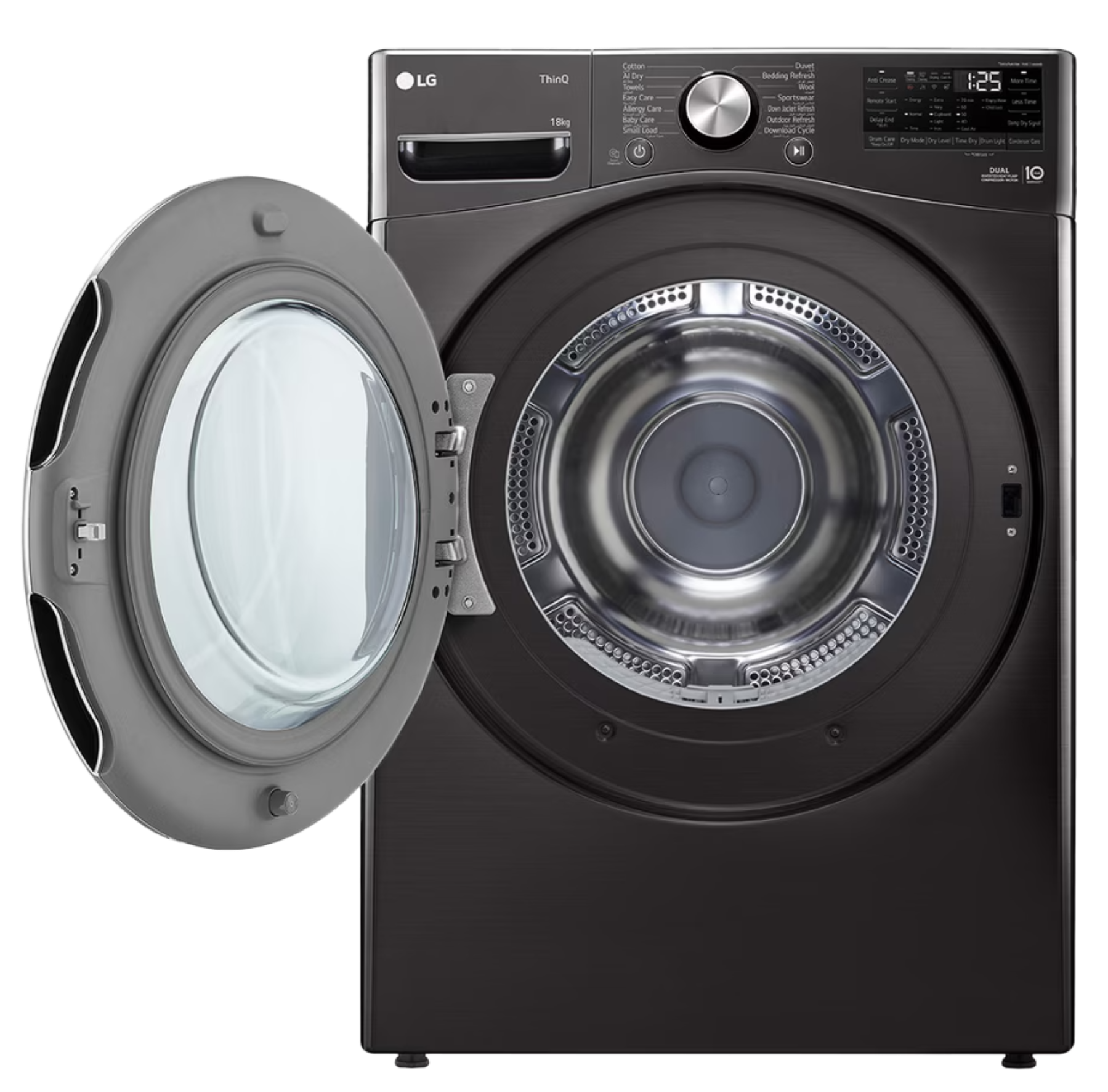 LG 18KG Dual Inverter Heat Pump Dryer Platinum Black RH18U8JVCW