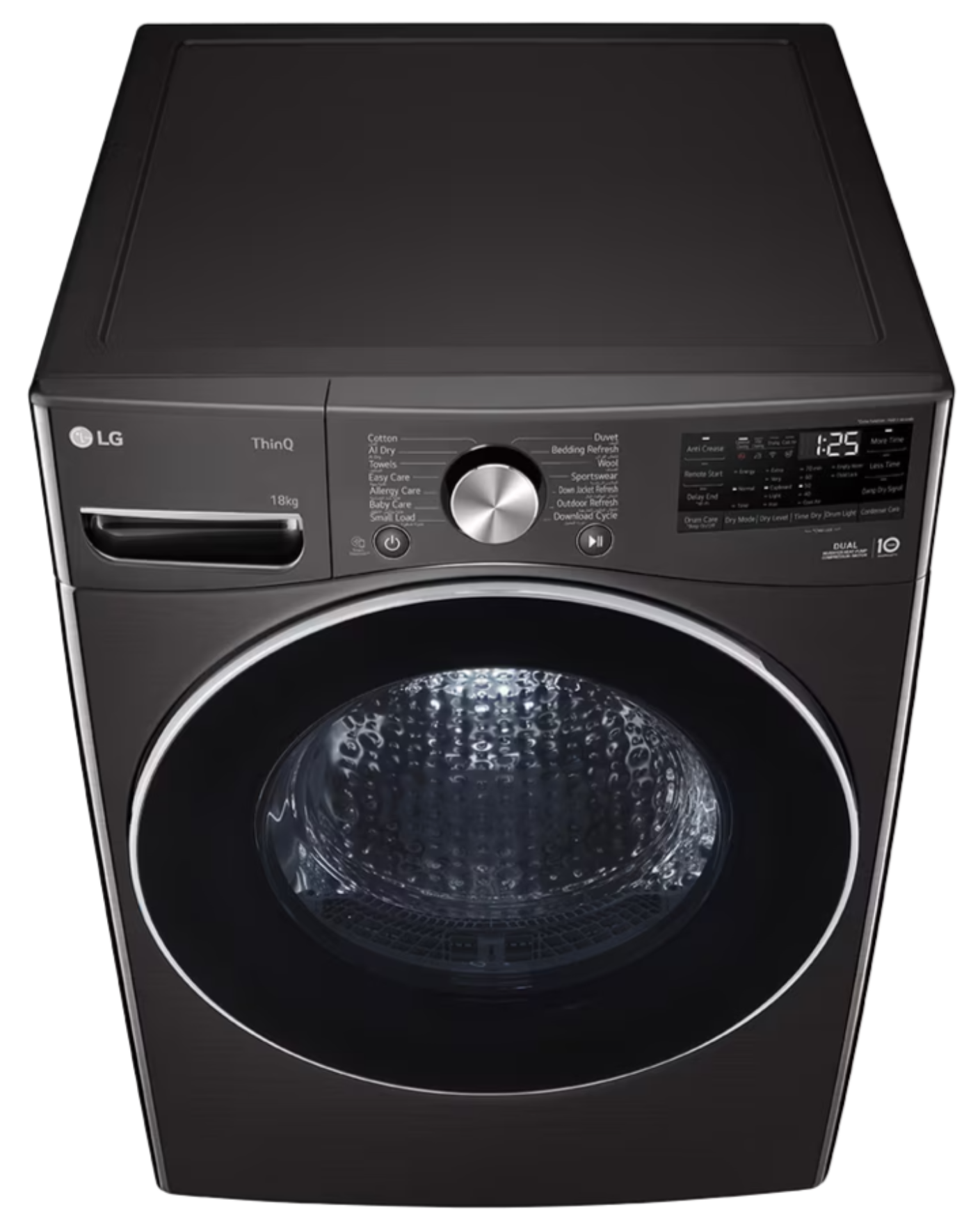 LG 18KG Dual Inverter Heat Pump Dryer Platinum Black RH18U8JVCW