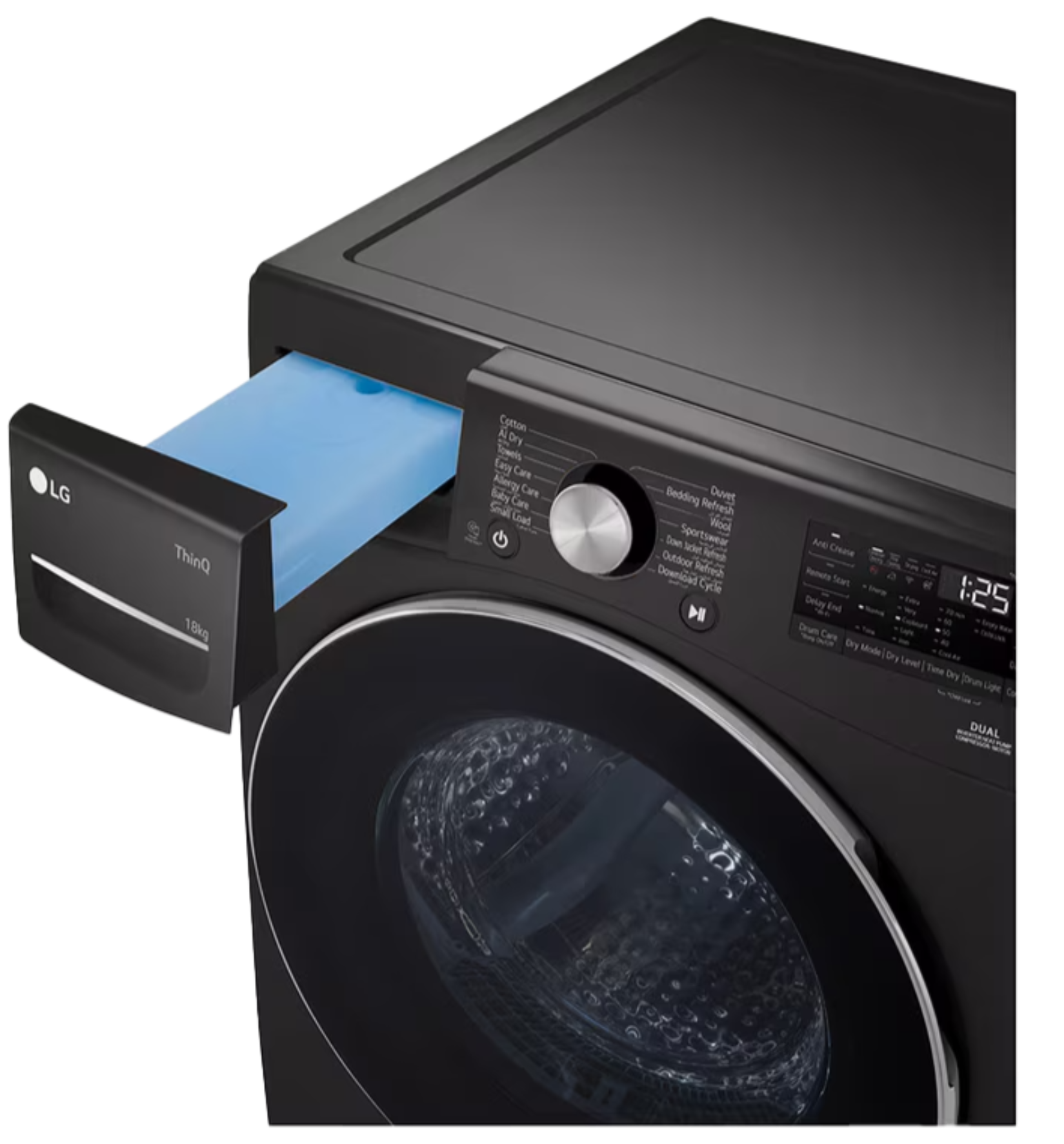 LG 18KG Dual Inverter Heat Pump Dryer Platinum Black RH18U8JVCW