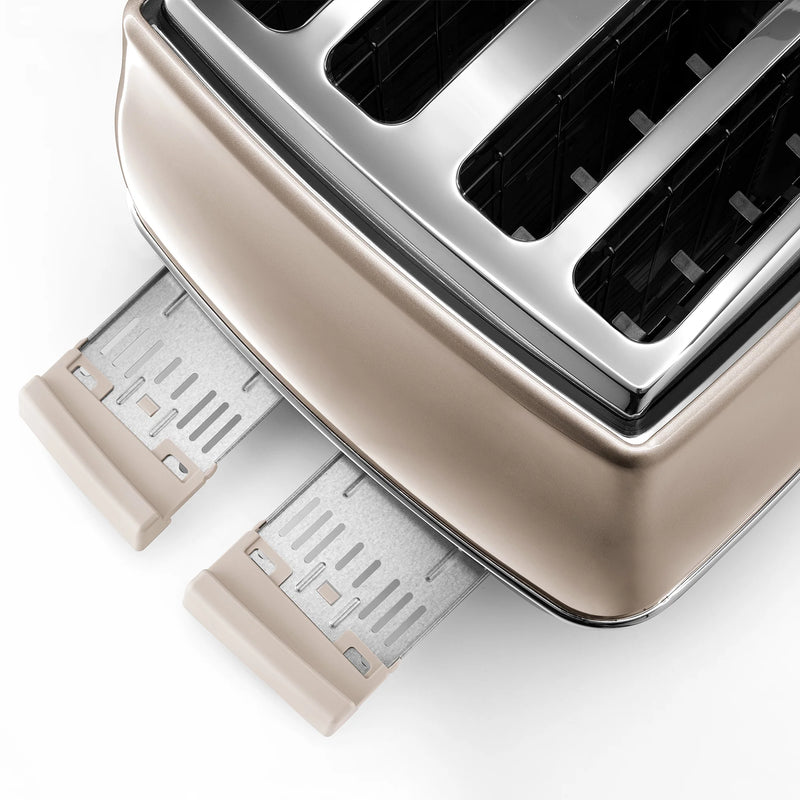 DeLonghi 4 Slice Icona Metallics Toaster Beige CTOT4003.BG-3