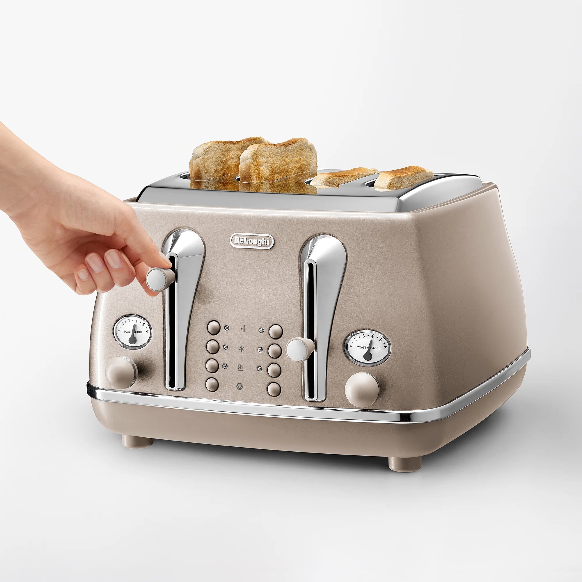 De'Longhi 4 Slice Icona Metallics Toaster Beige CTOT4003.BG