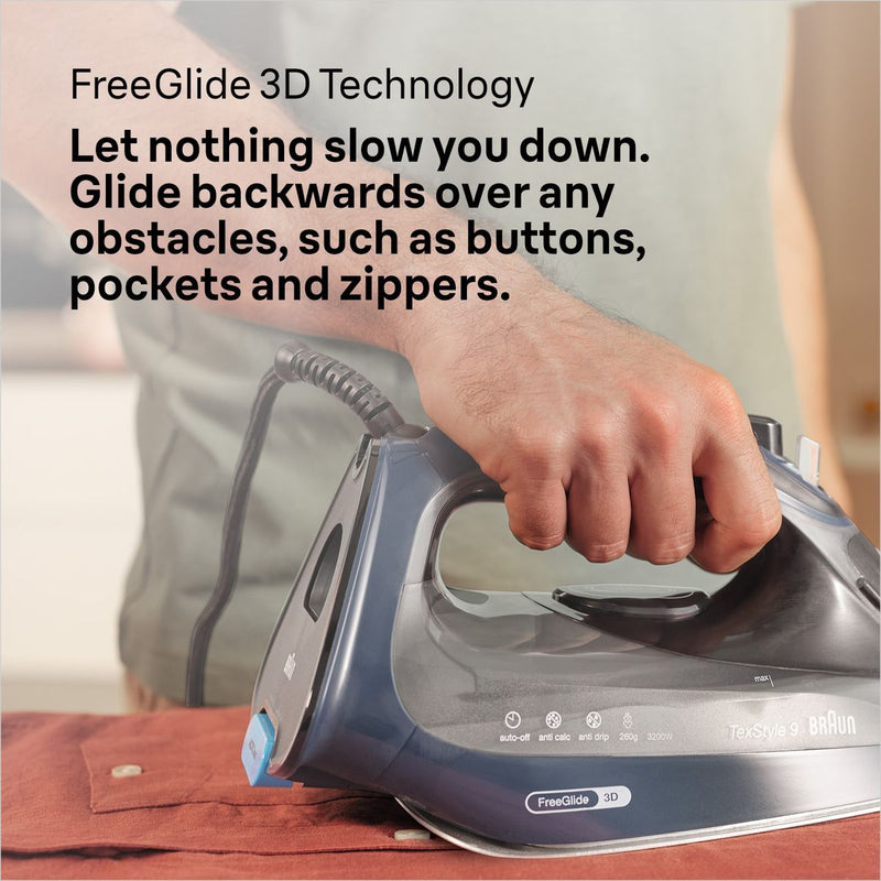 Braun Tex Style 9 Steam Iron with iCare 3200W Blue SI9682DB-6