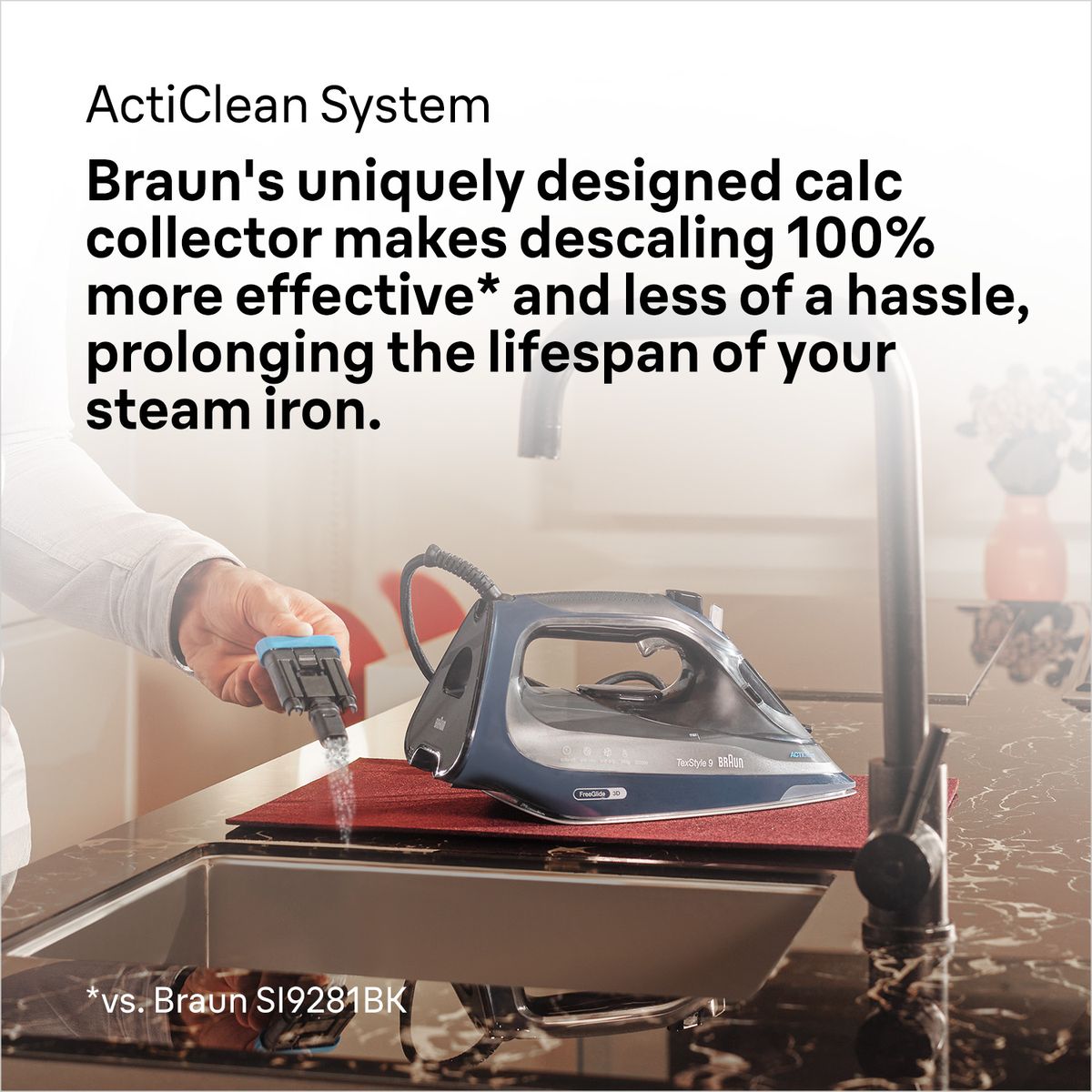 Braun Tex Style 9 Steam Iron with iCare 3200W Blue SI9682DB-7