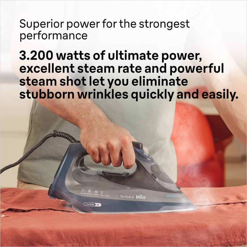 Braun Tex Style 9 Steam Iron with iCare 3200W Blue SI9682DB-8