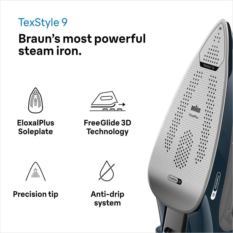 Braun Tex Style 9 Steam Iron with iCare 3200W Blue SI9682DB-4