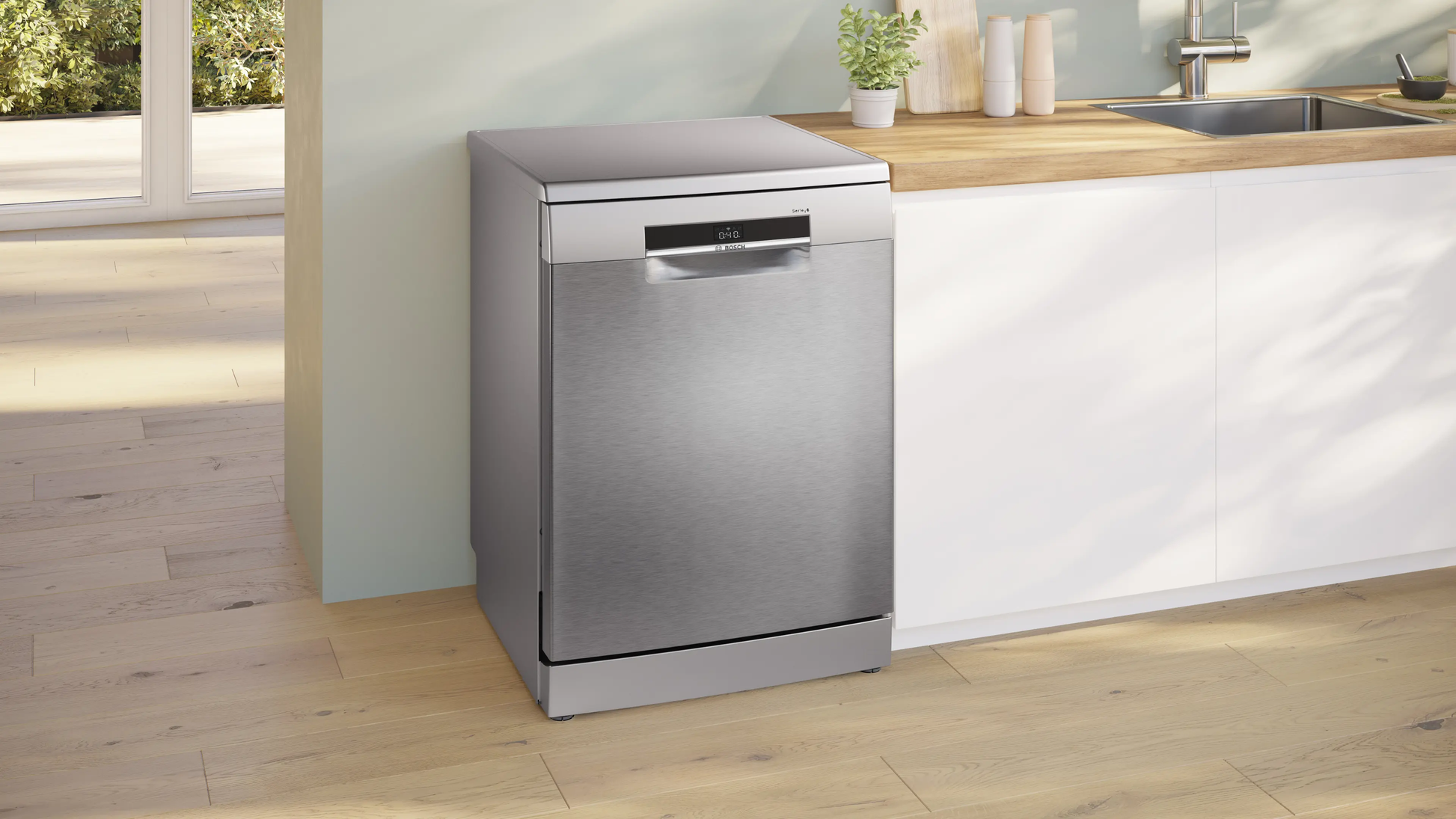 Bosch Series 6 Freestanding Dishwasher 60 cm Brushed Steel SMS6EMI11Z-10