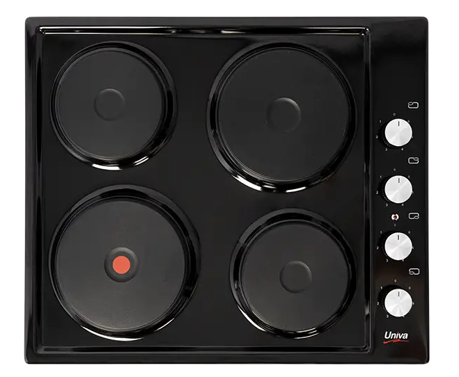 Univa Solid Plate Hob Black U156B