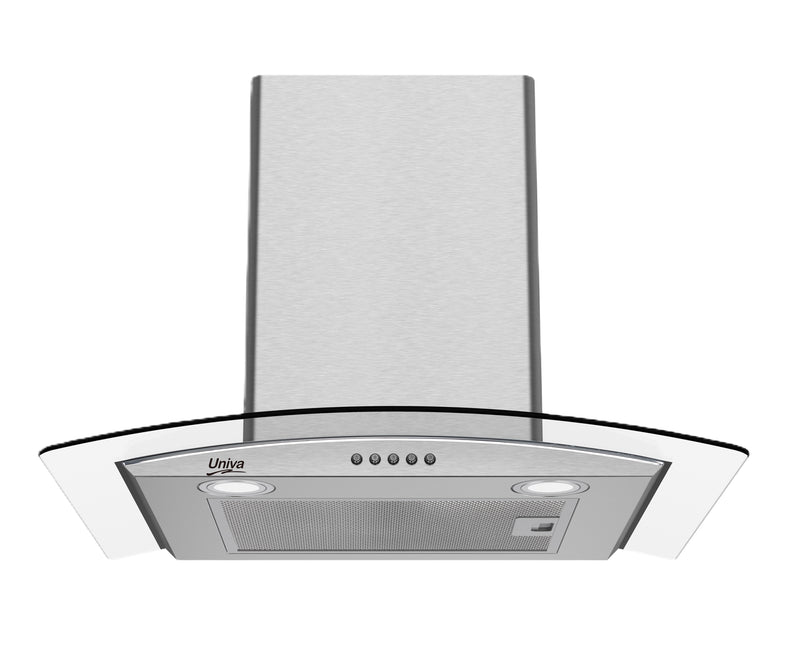 Univa 60cm Wall Mounted Curved Glass Chimney Cooker Hood U600SCG-1-1